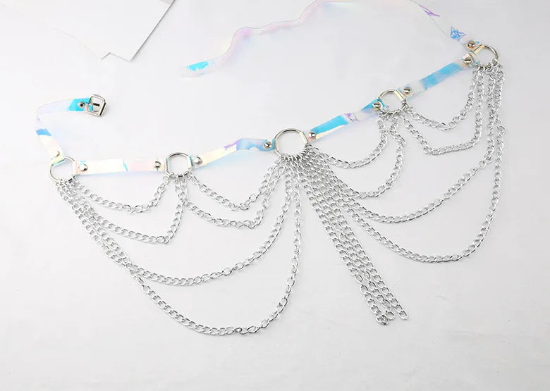 Harajuku American Street Dance Personality Punk Waist Chain Gothic Multilayer Metal Chain Tassel Sexy Body Chains Jewelry Belt
