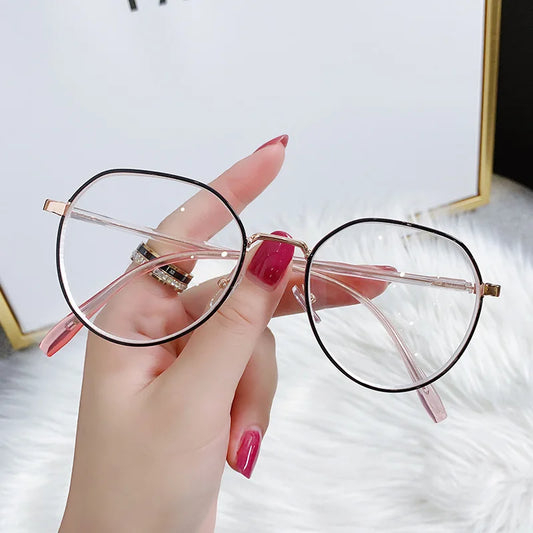 Transparent Computer Glasses Metal Frame Women Men Anti Blue Light Round Eyewear Blocking Glasses Optical Spectacle Eyeglass