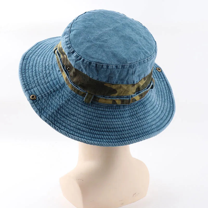 CAMOLAND UPF 50+ Sun Hat For Women Men 100% Cotton Bucket Hat Male Camouflage Patchwork Outdoor Hiking Fishing Boonie Caps