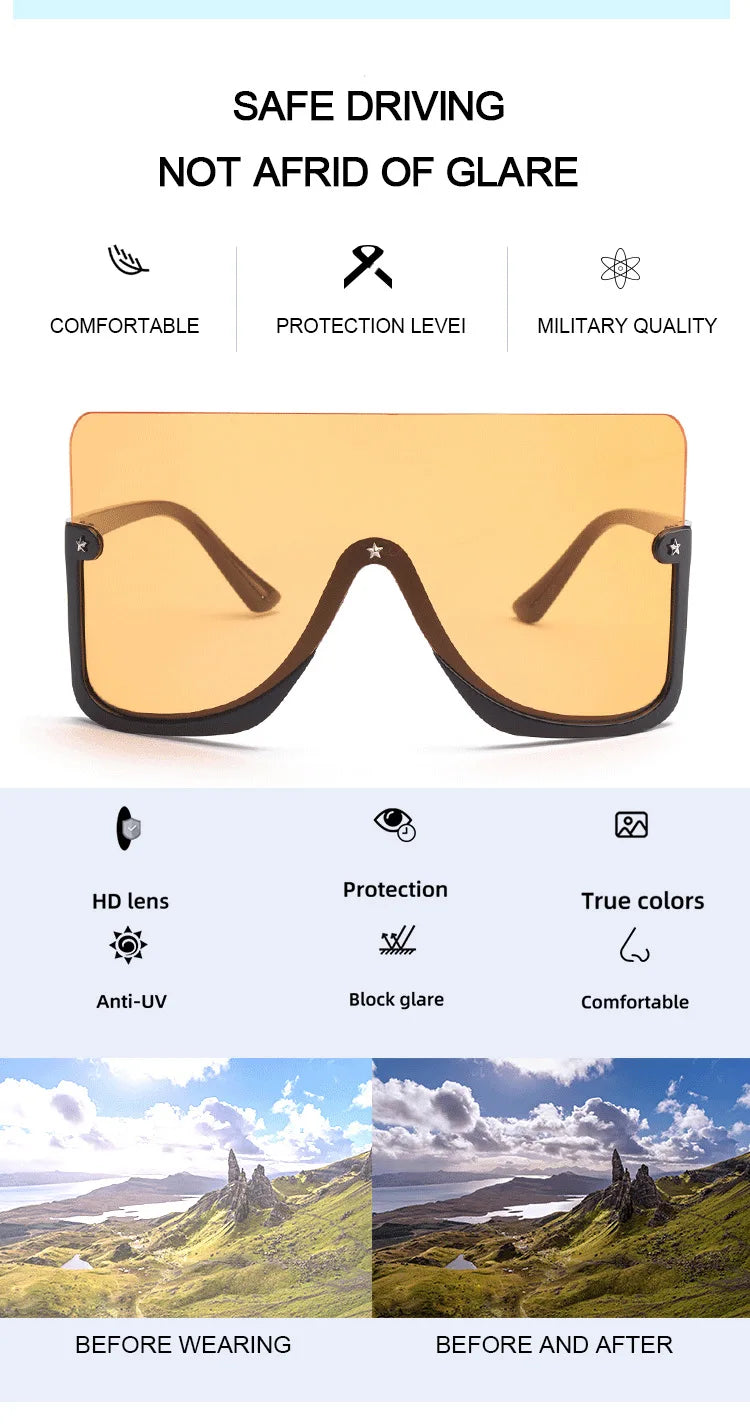 2021 New Big Face Mask Sunglasses Windshield Multicolor Sunglasses Men and Women European and American Cross border Sunglasses