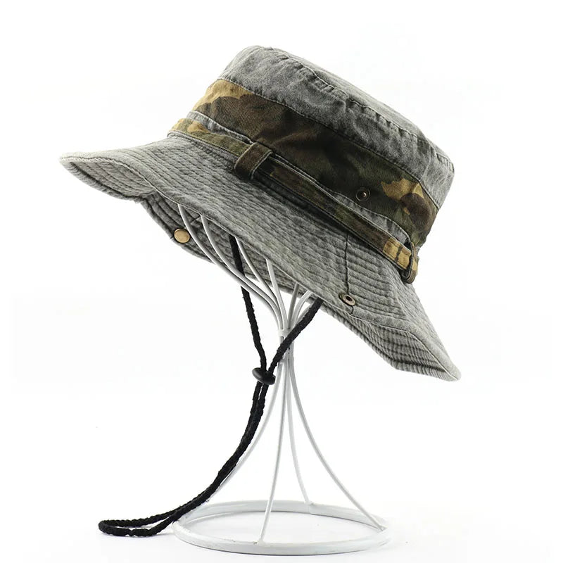 CAMOLAND UPF 50+ Sun Hat For Women Men 100% Cotton Bucket Hat Male Camouflage Patchwork Outdoor Hiking Fishing Boonie Caps