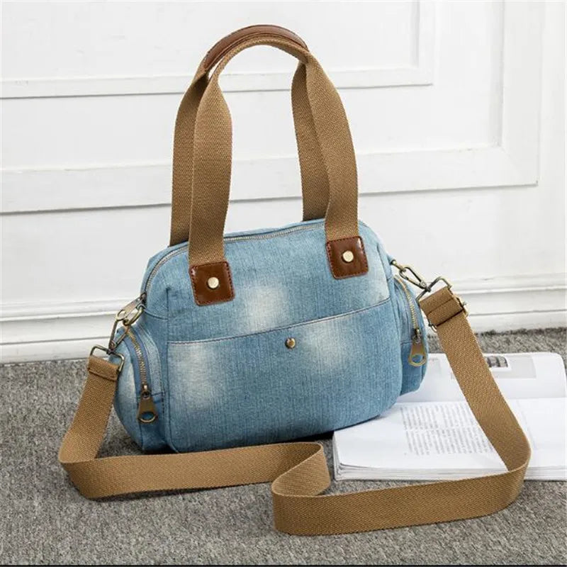 2023 High Quality Women Denim Shoulder Bags Multifunctional Women Travel Handbags Casual Cross Body Bags Drop Shipping