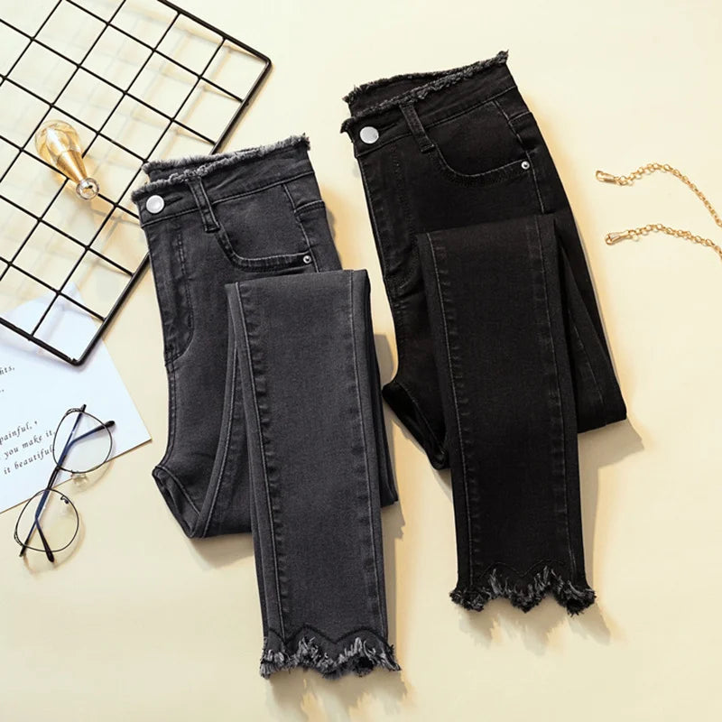 2023 Spring Jeans For Women High Waist Skinny Pencil Blue Denim Pants women Black Stretch Bottoms Slim Pants For Women Trousers