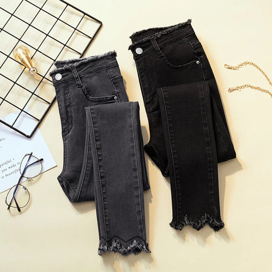 2023 Spring Jeans For Women High Waist Skinny Pencil Blue Denim Pants women Black Stretch Bottoms Slim Pants For Women Trousers