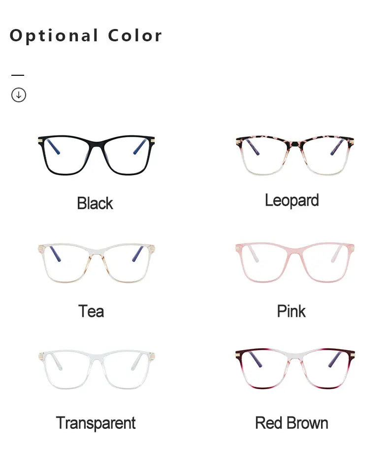 Glasses For Female Full Rim TR90 Frame Eyewears Retro Brand Anti-Blue Light Lenses Myopia Spectacles