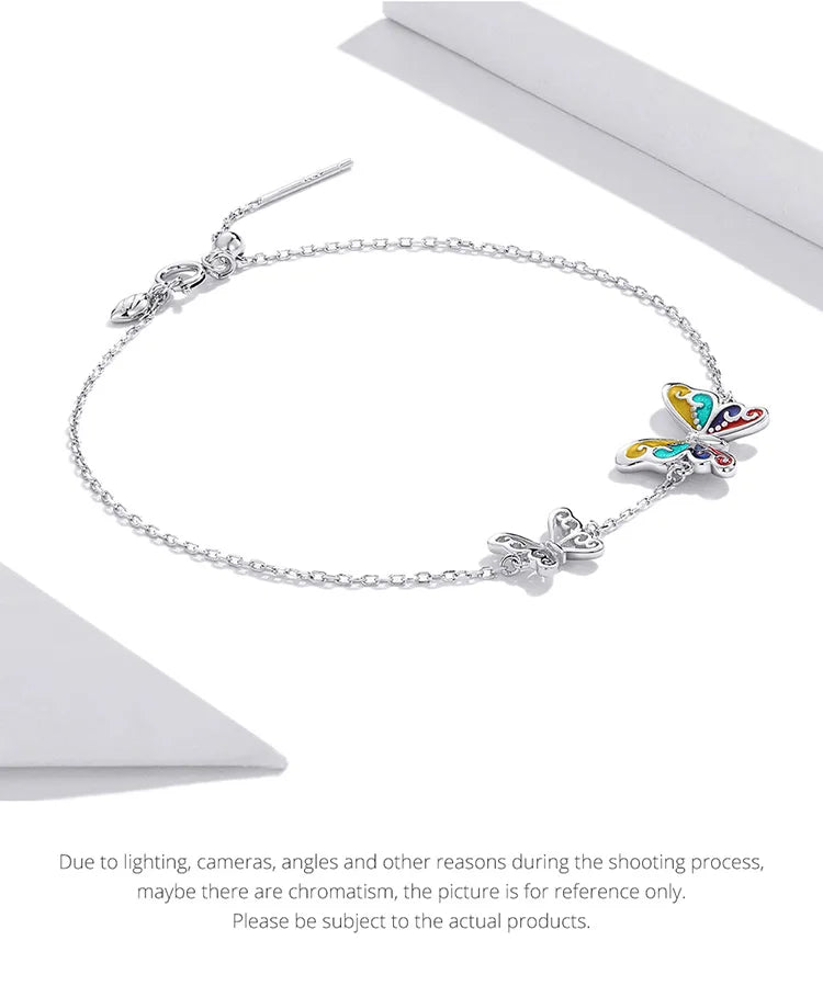 WOSTU 925 Original Sterling Silver Bracelet Brilliant Butterfly Fashion Chain Bracelet For Women Wedding Fine Jewelry Lucky Gift