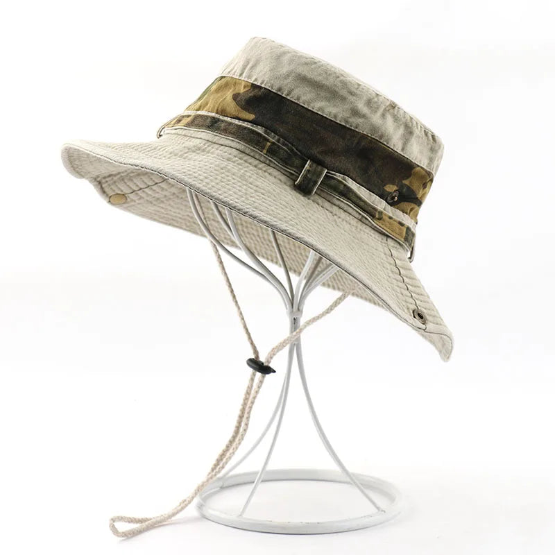 CAMOLAND UPF 50+ Sun Hat For Women Men 100% Cotton Bucket Hat Male Camouflage Patchwork Outdoor Hiking Fishing Boonie Caps