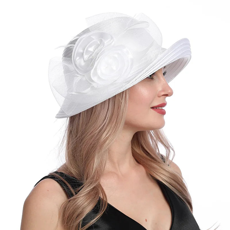 X110 Adult Millinery Fascinators  Party Hats Cross Border Summer Hat Fashion Sunscreen Hat Women's Beach Hat Curling Caps