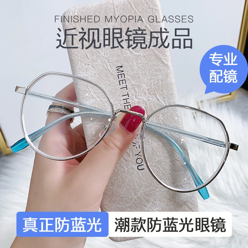 Transparent Computer Glasses Metal Frame Women Men Anti Blue Light Round Eyewear Blocking Glasses Optical Spectacle Eyeglass