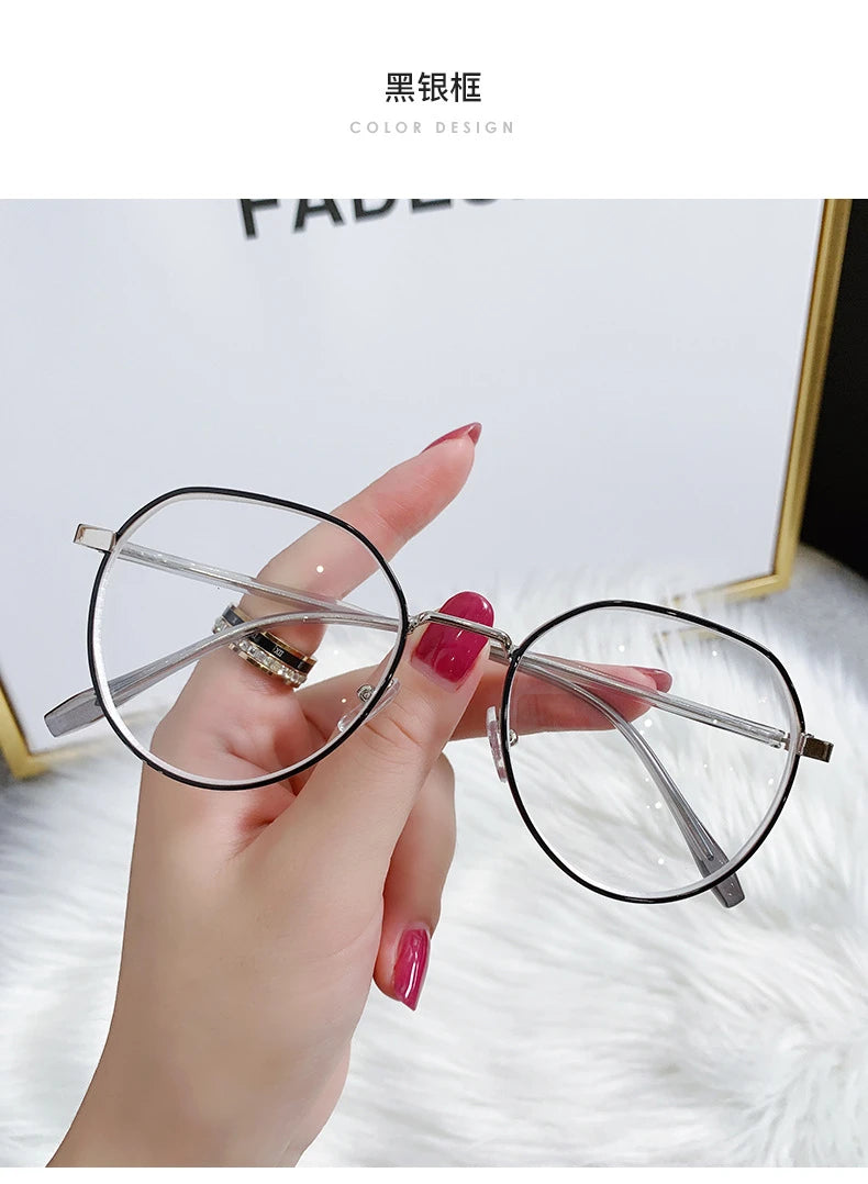 Transparent Computer Glasses Metal Frame Women Men Anti Blue Light Round Eyewear Blocking Glasses Optical Spectacle Eyeglass