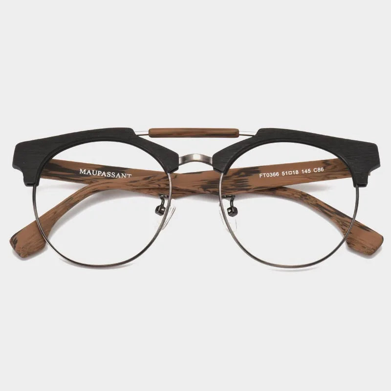 HDCRAFTER New Round Wood Optical Lenses Glasses Frame Men Myopia Women Prescription Progressive Glasses Eyeglasses Frames