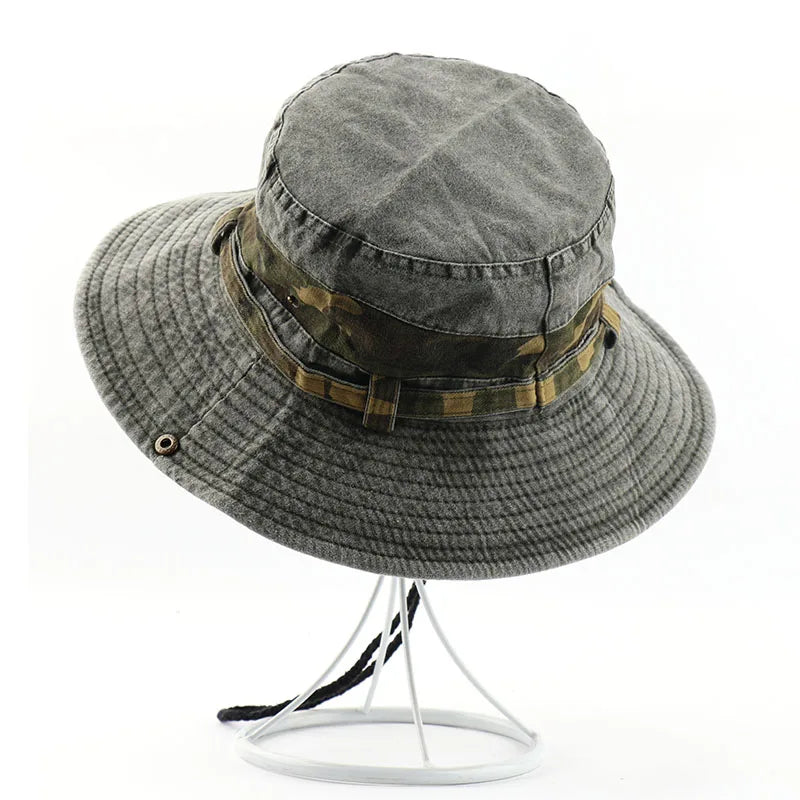 CAMOLAND UPF 50+ Sun Hat For Women Men 100% Cotton Bucket Hat Male Camouflage Patchwork Outdoor Hiking Fishing Boonie Caps