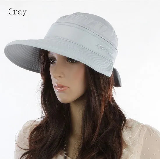 2019 New Summer Fashion Korean Style Bowknot Big Visor Cap Color Matching Beach Sun Hat for Women Chapeau Femme Ete