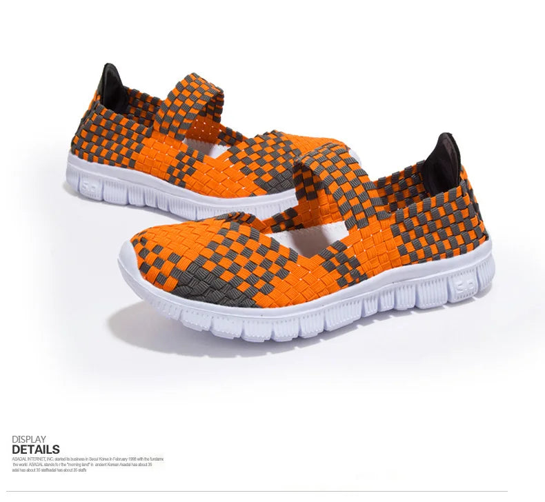 Women Running Sneakers Shoes Summer Breathable Walking Woven Shoe Anti-slip Handmade Weave Lightweight Female Flats Casual Shoe