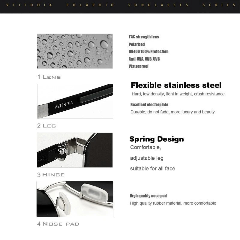 VEITHDIA 2020 Classic Men Sun Glasses Polarized Blue Coating Mirror Lens Women's Sunglasses Eyewear Accessories For Women 3556