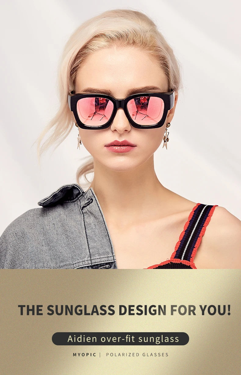 Polarized Fit-over sunglasses cover over overlay prescription glasses myopia man women car driver large size transfer eyewear