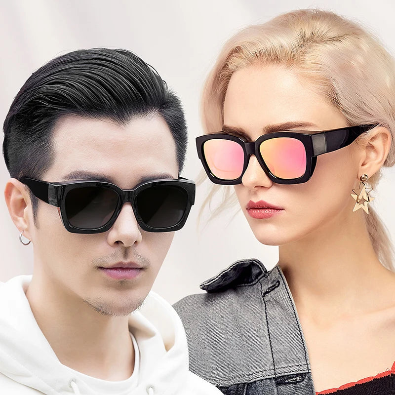 Polarized Fit-over sunglasses cover over overlay prescription glasses myopia man women car driver large size transfer eyewear