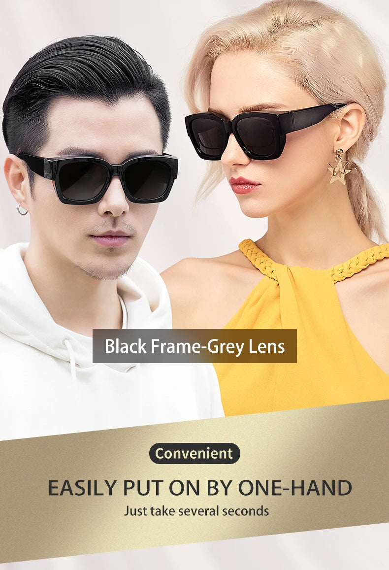 Polarized Fit-over sunglasses cover over overlay prescription glasses myopia man women car driver large size transfer eyewear