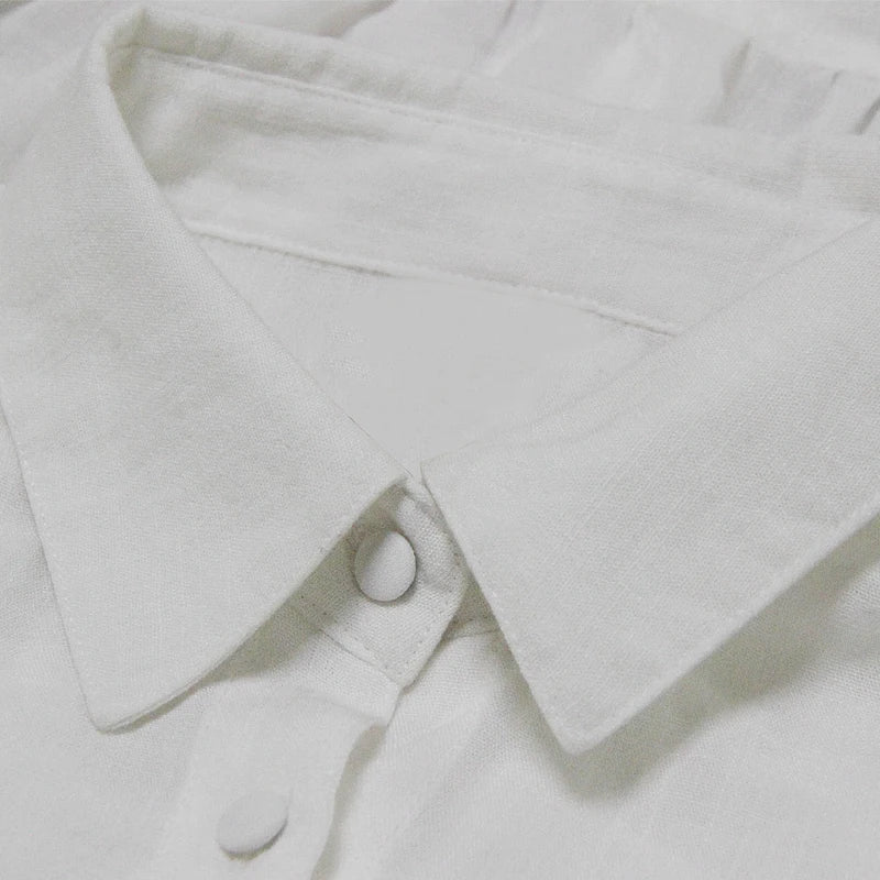 Women's Blouse 2018 Yuzi.may Boho New Cotton Linen Blusas Turn-down Collar Long Sleeve Asymmetrical Hem Women Shirt B9255