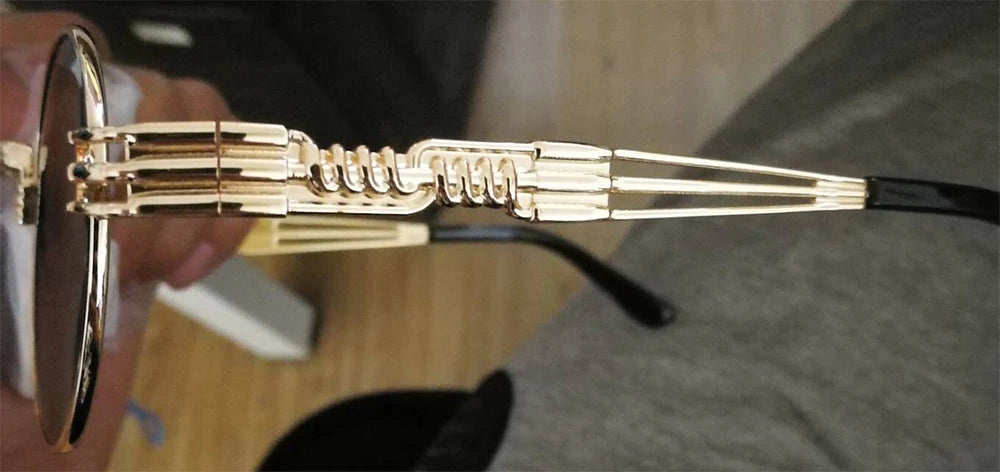 RMM Gothic Steampunk Sunglasses Men Women Metal WrapEyeglasses Round Shades Brand Designer Sun glasses Mirror High Quality UV400