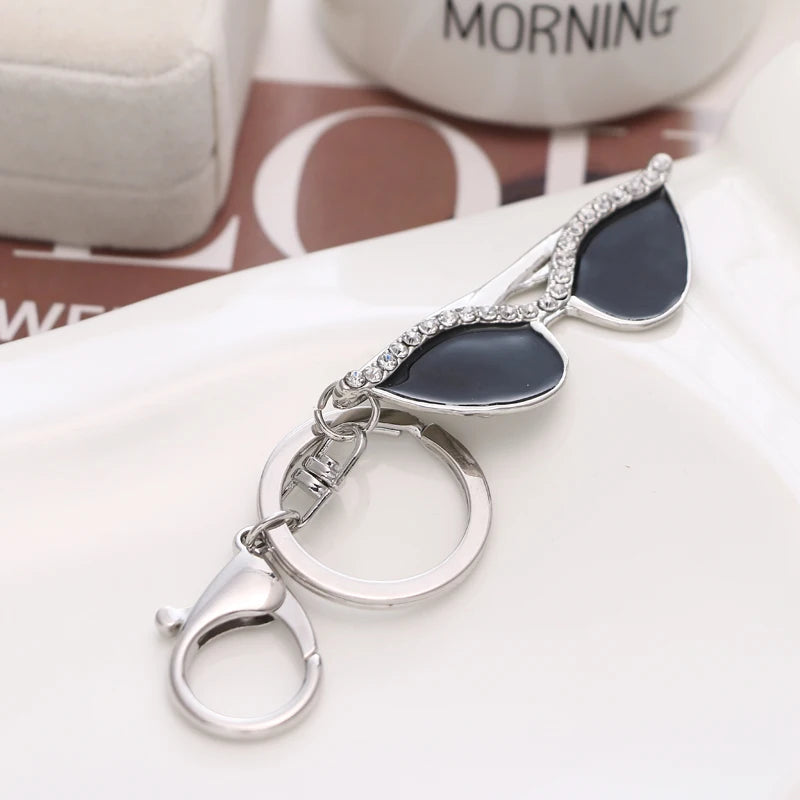 2018 NoEnName_Null New Fashion Cool Black Sunglasses Rhinestone Bag Keychain Birthday Party Gift Free Shipping