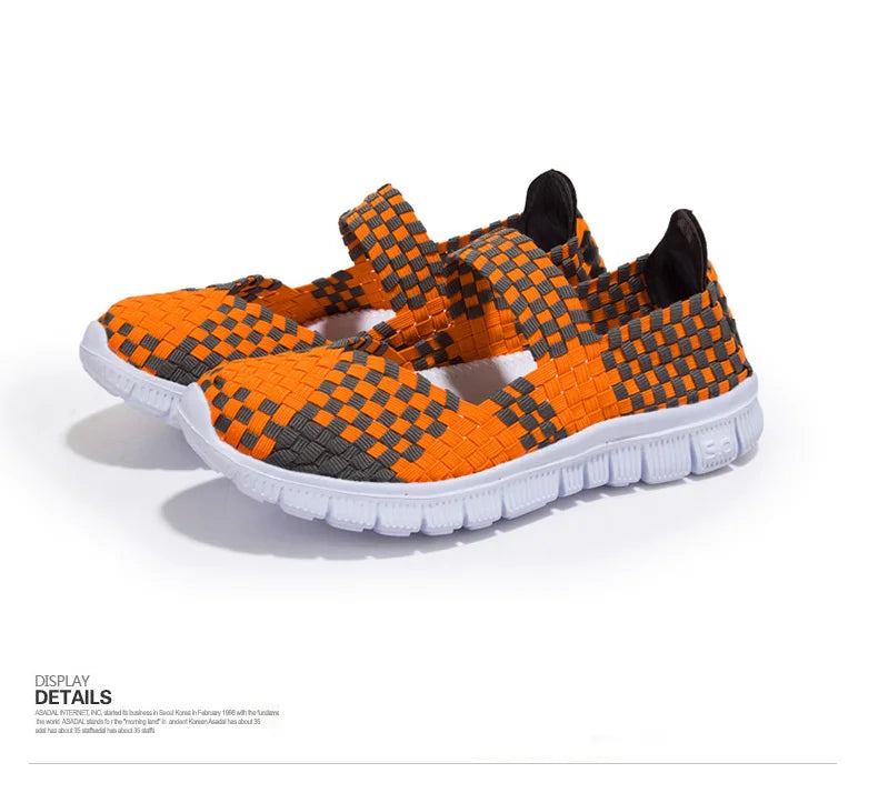 Women Running Sneakers Shoes Summer Breathable Walking Woven Shoe Anti-slip Handmade Weave Lightweight Female Flats Casual Shoe