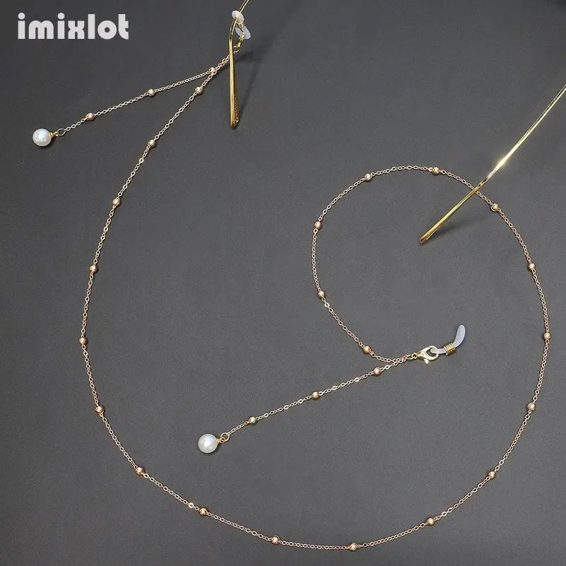 1PC Reading Glasses Chain with Penadnt Womens Metal Sunglasses Cords Neck Straps Beaded Eyeglass Lanyard Holder Eyewear Retainer