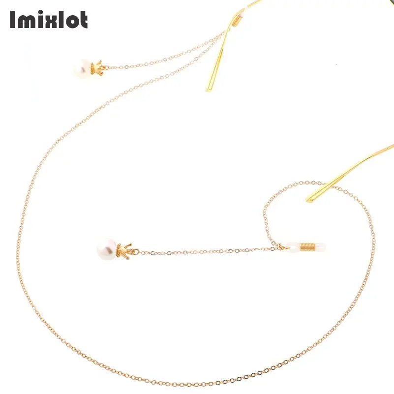1PC Reading Glasses Chain with Penadnt Womens Metal Sunglasses Cords Neck Straps Beaded Eyeglass Lanyard Holder Eyewear Retainer