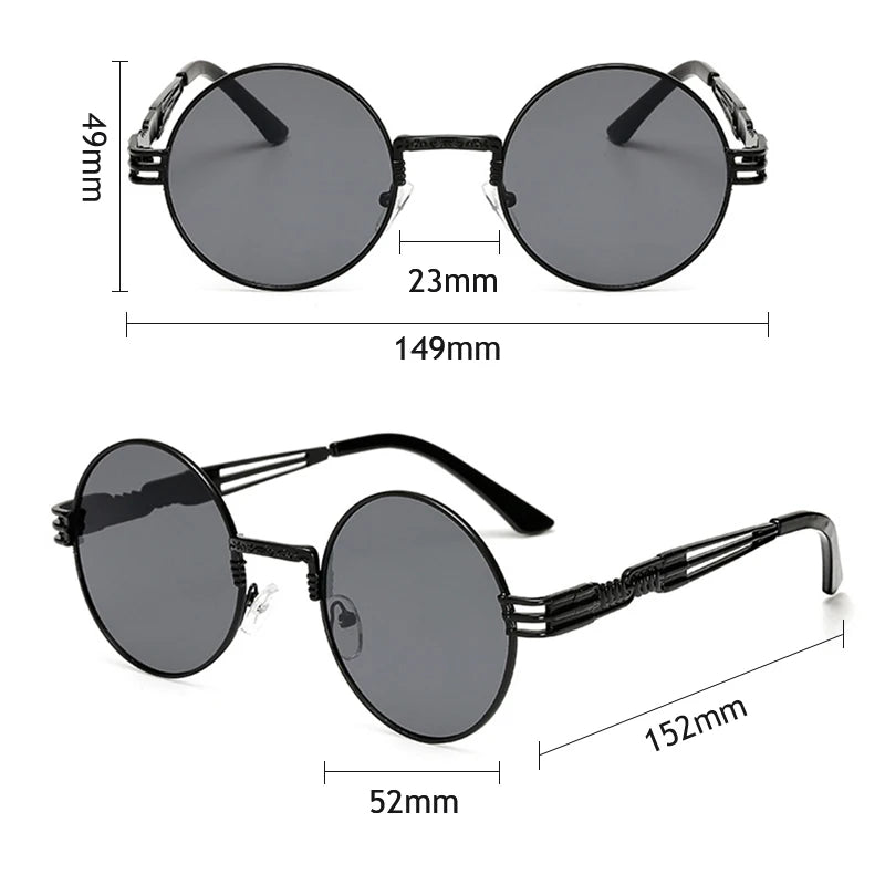 RMM Gothic Steampunk Sunglasses Men Women Metal WrapEyeglasses Round Shades Brand Designer Sun glasses Mirror High Quality UV400