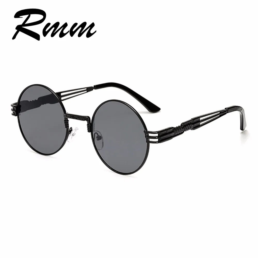 RMM Gothic Steampunk Sunglasses Men Women Metal WrapEyeglasses Round Shades Brand Designer Sun glasses Mirror High Quality UV400