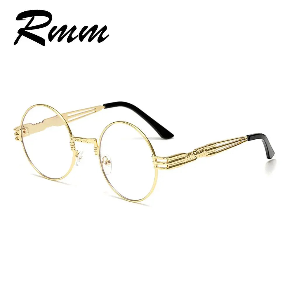 RMM Gothic Steampunk Sunglasses Men Women Metal WrapEyeglasses Round Shades Brand Designer Sun glasses Mirror High Quality UV400
