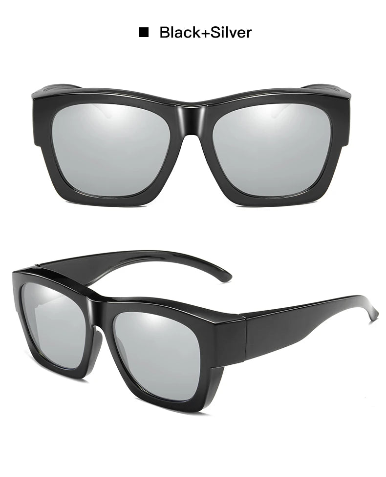 Polarized Fit-over sunglasses cover over overlay prescription glasses myopia man women car driver large size transfer eyewear
