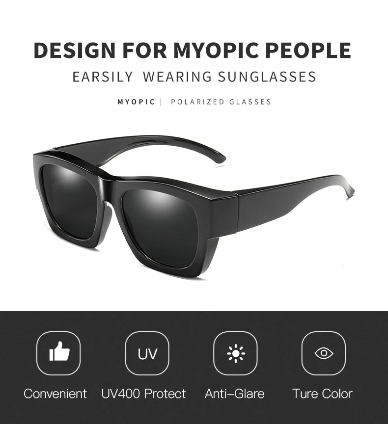 Polarized Fit-over sunglasses cover over overlay prescription glasses myopia man women car driver large size transfer eyewear