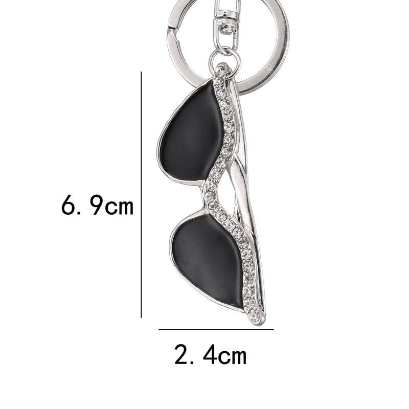 2018 NoEnName_Null New Fashion Cool Black Sunglasses Rhinestone Bag Keychain Birthday Party Gift Free Shipping
