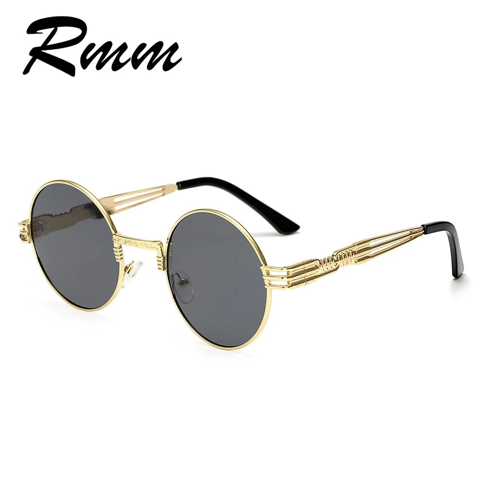 RMM Gothic Steampunk Sunglasses Men Women Metal WrapEyeglasses Round Shades Brand Designer Sun glasses Mirror High Quality UV400