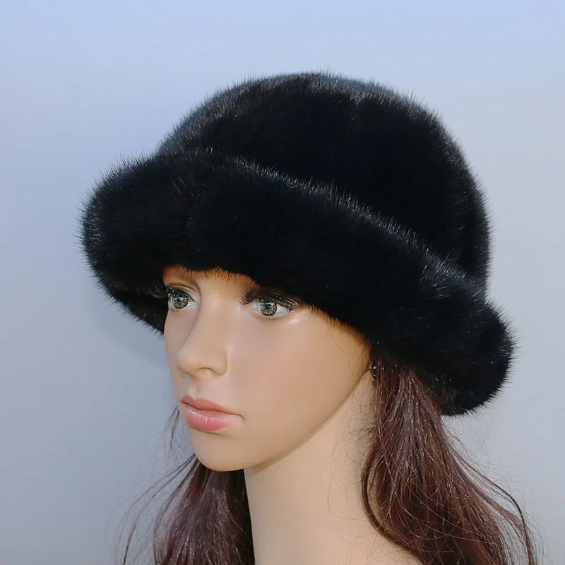 The new fur hat hot mink hat fashion Topper warm autumn and winter women short brimmed hat
