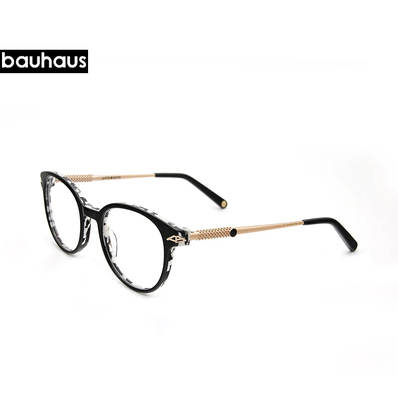 High quality  bauhaus shaped round Acetate glasses frame men Retro eyeglasses women myopia reading eyewear Oculos De Grau