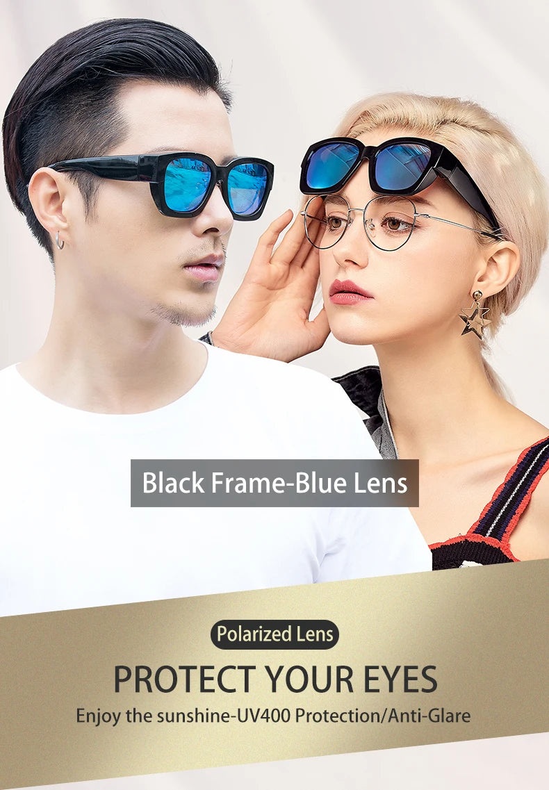 Polarized Fit-over sunglasses cover over overlay prescription glasses myopia man women car driver large size transfer eyewear