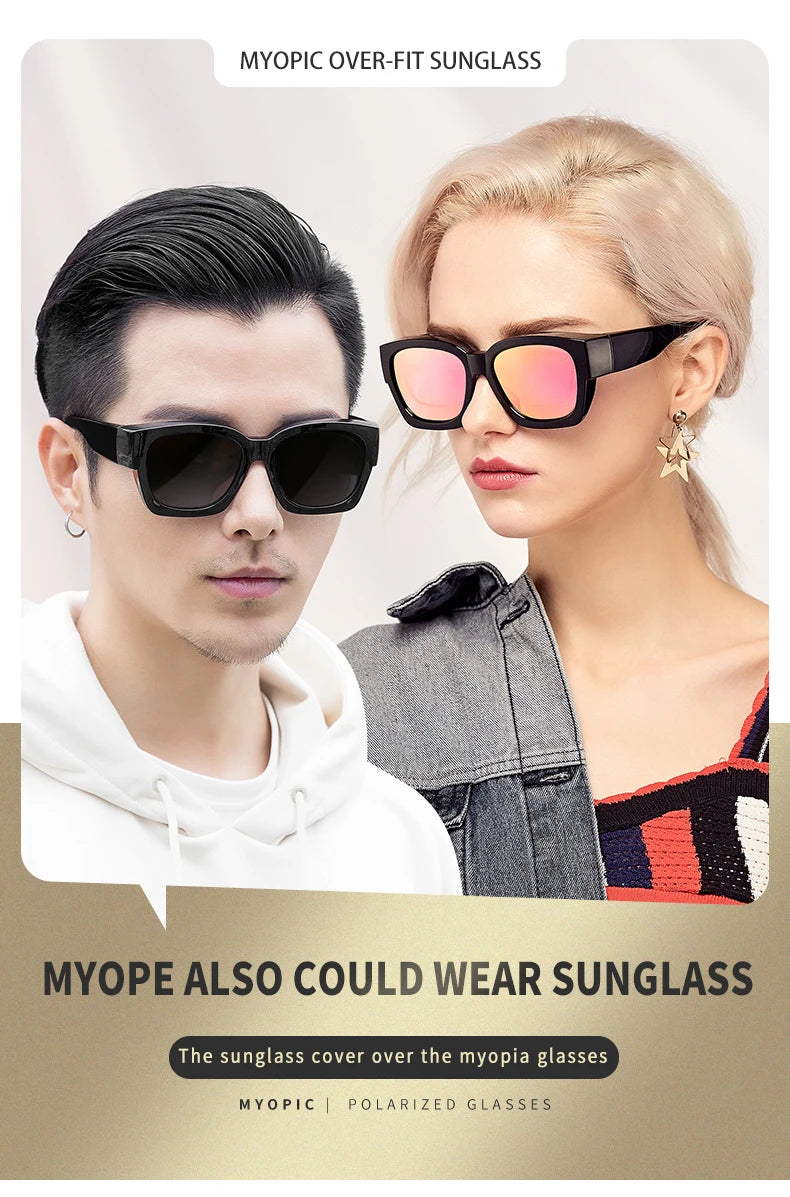Polarized Fit-over sunglasses cover over overlay prescription glasses myopia man women car driver large size transfer eyewear