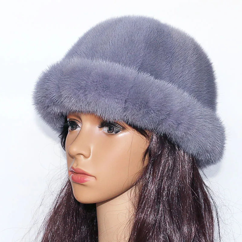 The new fur hat hot mink hat fashion Topper warm autumn and winter women short brimmed hat
