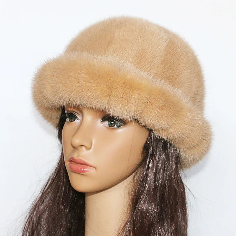 The new fur hat hot mink hat fashion Topper warm autumn and winter women short brimmed hat