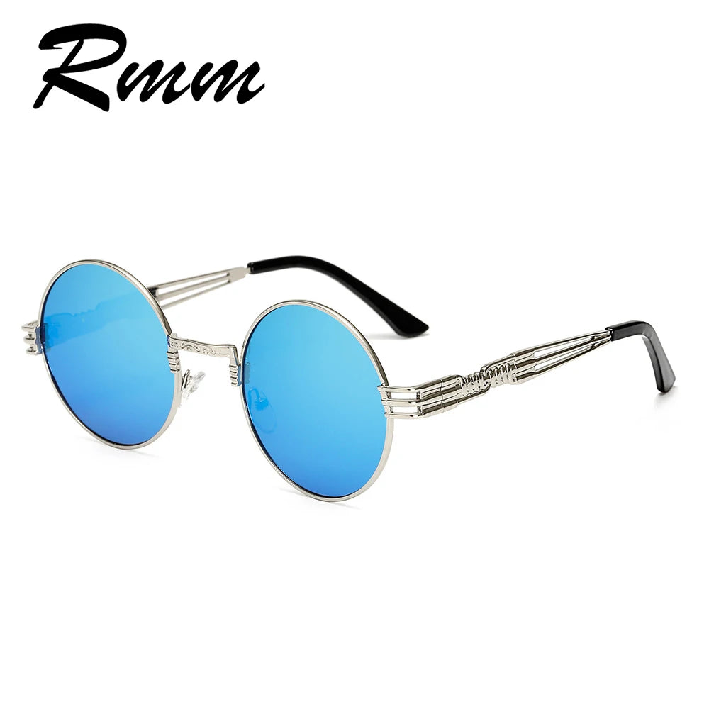 RMM Gothic Steampunk Sunglasses Men Women Metal WrapEyeglasses Round Shades Brand Designer Sun glasses Mirror High Quality UV400