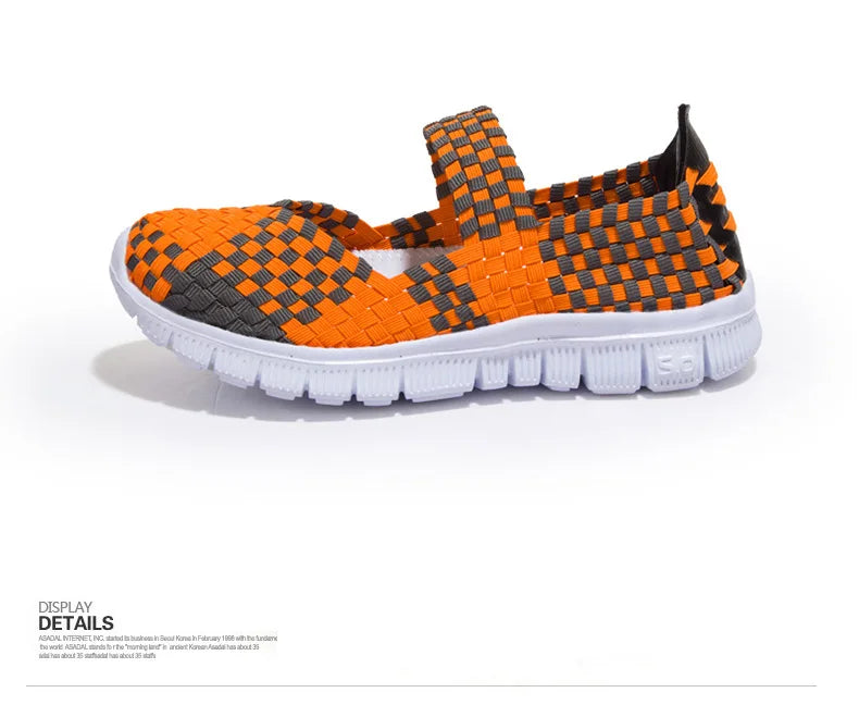 Women Running Sneakers Shoes Summer Breathable Walking Woven Shoe Anti-slip Handmade Weave Lightweight Female Flats Casual Shoe