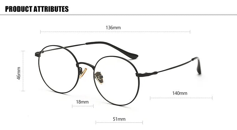 Alloy Eyeglasses Frame for Men and Women Optical Spectacles Oval Prescription Eyewear Glasses Frame High Quality