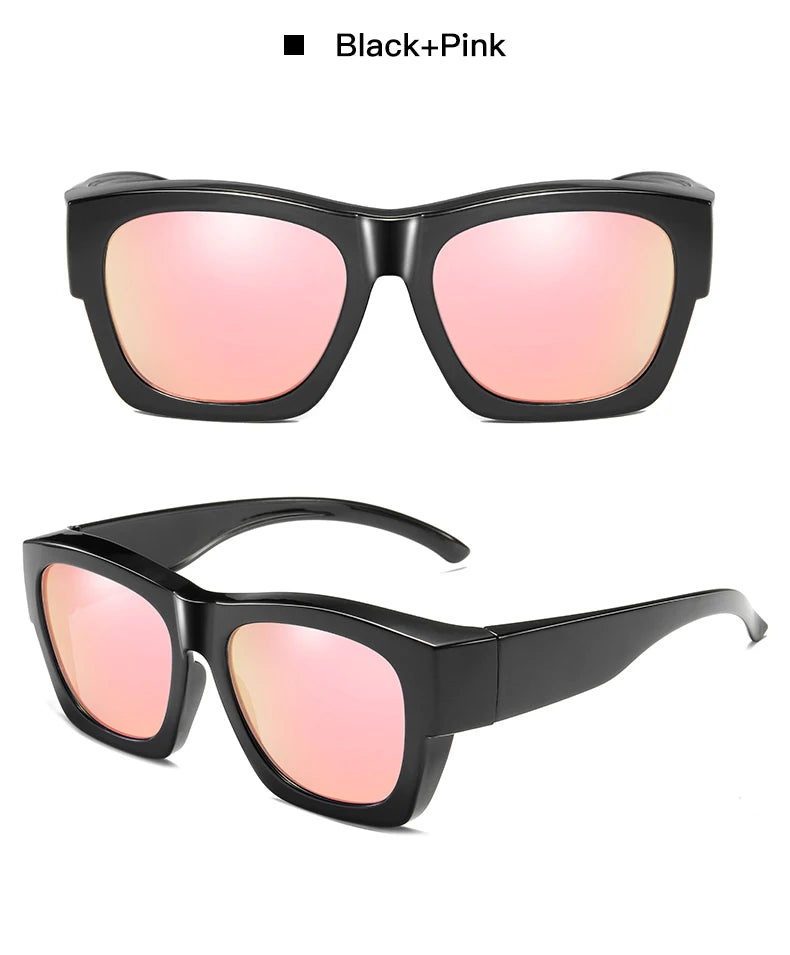Polarized Fit-over sunglasses cover over overlay prescription glasses myopia man women car driver large size transfer eyewear