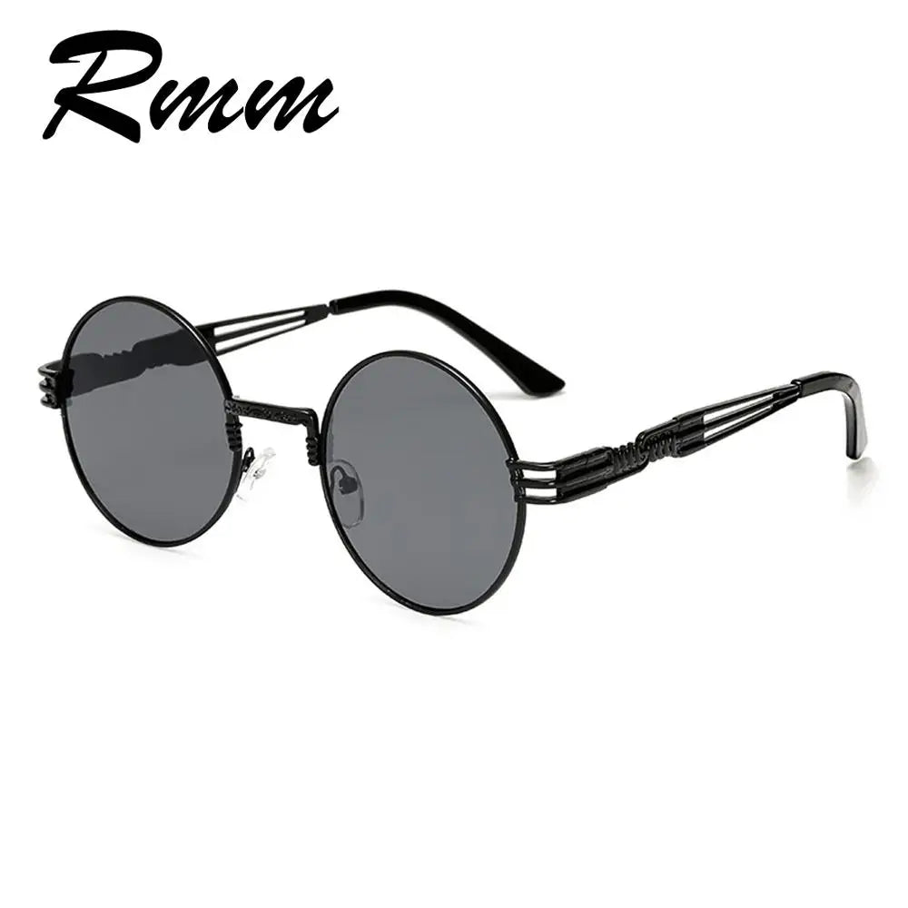 RMM Gothic Steampunk Sunglasses Men Women Metal WrapEyeglasses Round Shades Brand Designer Sun glasses Mirror High Quality UV400