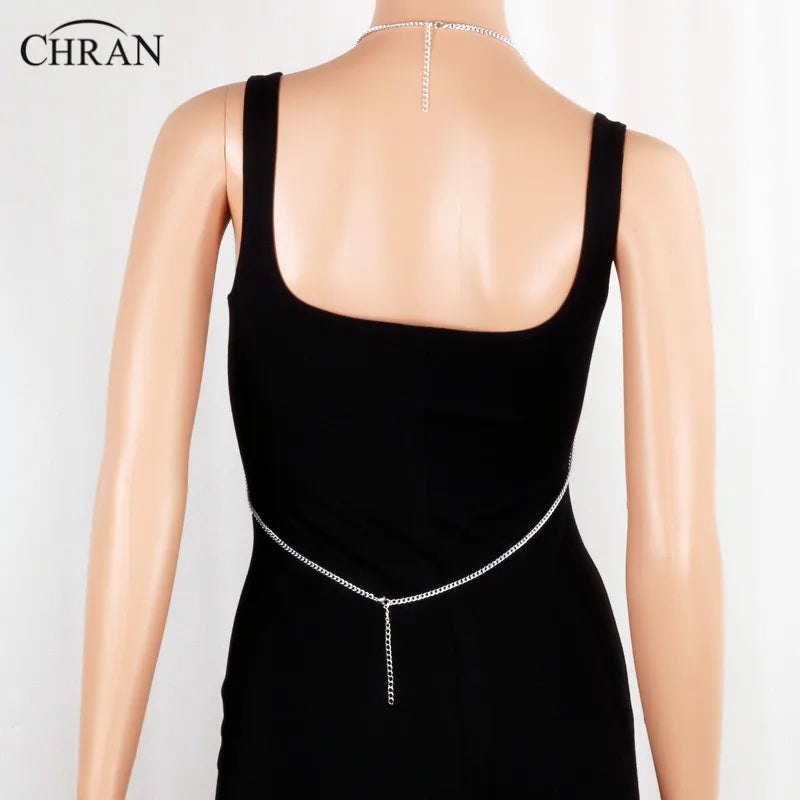 Chran Luxury Fashion Stunning Sexy Body Belly Silver Gold Tone Beach Chain Bra Pearl Slave Harness Necklace Tassel Waist Jewelry
