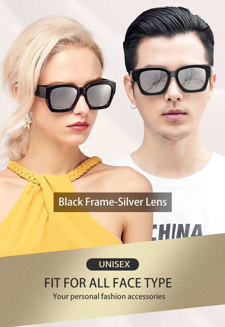 Polarized Fit-over sunglasses cover over overlay prescription glasses myopia man women car driver large size transfer eyewear