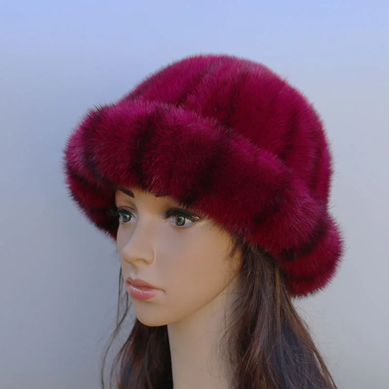 The new fur hat hot mink hat fashion Topper warm autumn and winter women short brimmed hat