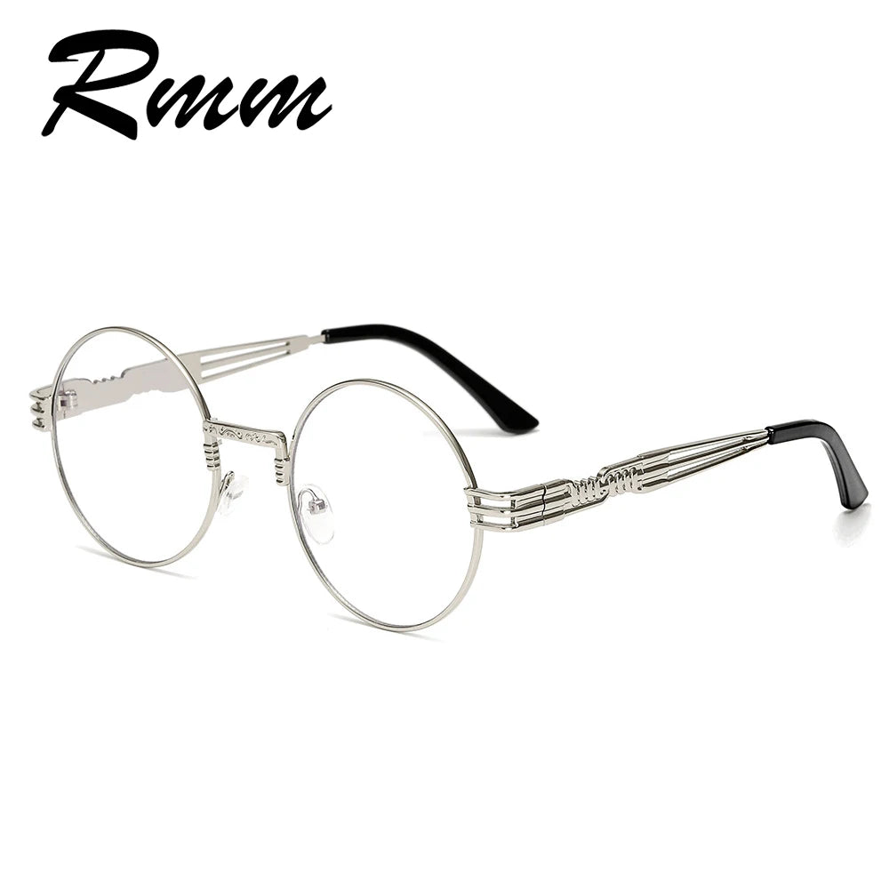RMM Gothic Steampunk Sunglasses Men Women Metal WrapEyeglasses Round Shades Brand Designer Sun glasses Mirror High Quality UV400